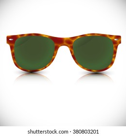 Vintage tortoise sunglasses with colorful transparent lens. Vector illustration EPS10