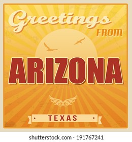 Vintage Touristic Greeting Card - Arizona, Texas, vector illustration