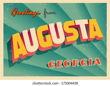 Vintage Touristic Greeting Card    Augusta  Georgia    Vector EPS10  Grunge effects can be easily removed for brand new  clean sign 