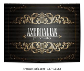 Vintage Touristic Greeting Card -Azerbaijan- Vector 