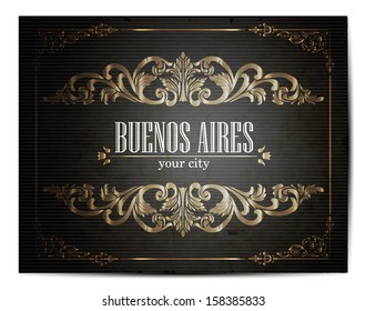 Vintage Touristic Greeting Card -Buenos Aires- Vector