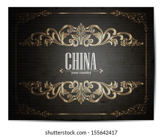 Vintage Touristic Greeting Card - China- Vector 