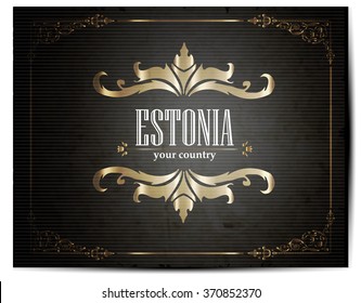 Vintage Touristic Greeting Card -Estonia- Vector 