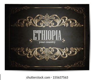 Vintage Touristic Greeting Card -Ethiopia- Vector EPS10. 