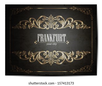Vintage Touristic Greeting Card -Frankfurt- Vector 