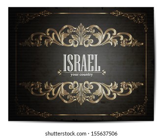 Vintage Touristic Greeting Card -Israel- Vector EPS10. 