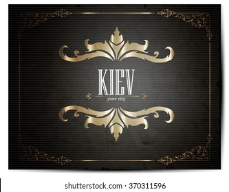 Vintage Touristic Greeting Card -Kiev- Vector