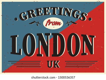 Vintage Touristic Greeting Card - London, UK - Vector EPS10. Grunge effects can be easily removed for a brand new, clean sign.