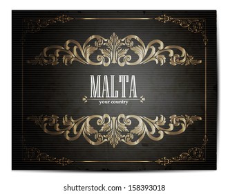 Vintage Touristic Greeting Card -Malta - Vector EPS10. 