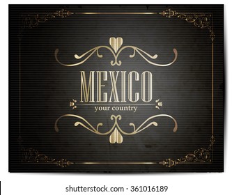 Vintage Touristic Greeting Card -Mexico- Vector EPS10.