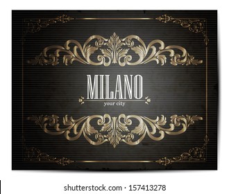 Vintage Touristic Greeting Card -Milano- Vector 