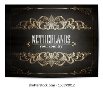 Vintage Touristic Greeting Card -Netherlands - Vector EPS10. 