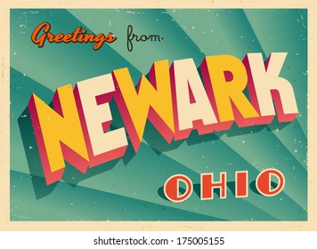 Vintage Touristic Greeting Card - Newark, Ohio - Vector EPS10. Grunge effects can be easily removed for a brand new, clean sign.