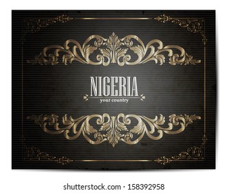 Vintage Touristic Greeting Card -Nigeria - Vector EPS10. 