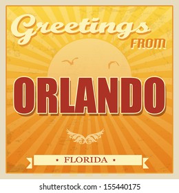 Vintage Touristic Greeting Card - Orlando, Florida, vector illustration