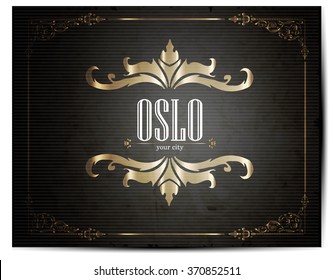 Vintage Touristic Greeting Card -Oslo- Vector