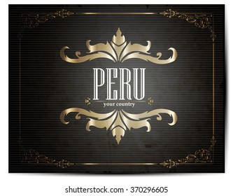 Vintage Touristic Greeting Card -Peru- Vector