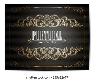 Vintage Touristic Greeting Card -Portugal- Vector EPS10. 