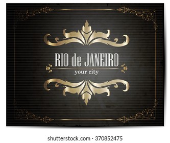 Vintage Touristic Greeting Card -Rio de Janeiro- Vector