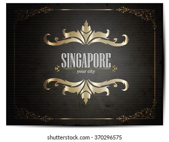 Vintage Touristic Greeting Card -Singapore- Vector