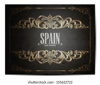 Vintage Touristic Greeting Card - Spain - Vector EPS10. 