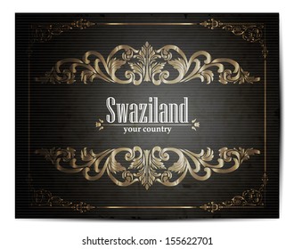 Vintage Touristic Greeting Card - Swaziland- Vector EPS10. 