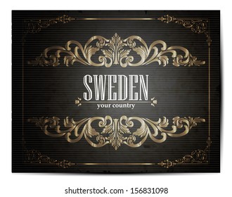 Vintage Touristic Greeting Card -Sweden- Vector