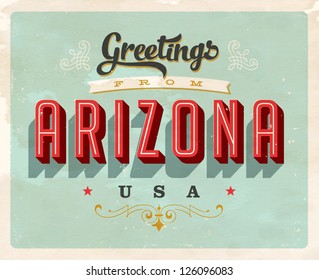 Vintage Touristic Greeting Card - Vector EPS10. Grunge effects can be easily removed for a brand new, clean sign.