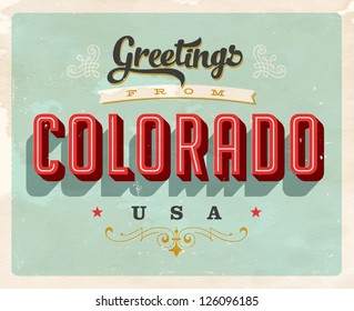 Vintage Touristic Greeting Card - Vector EPS10. Grunge effects can be easily removed for a brand new, clean sign.
