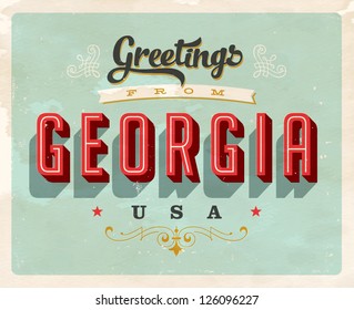 Vintage Touristic Greeting Card - Vector EPS10. Grunge effects can be easily removed for a brand new, clean sign.