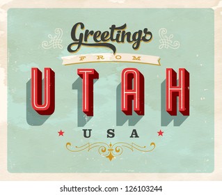 Vintage Touristic Greeting Card - Vector EPS10. Grunge effects can be easily removed for a brand new, clean sign.