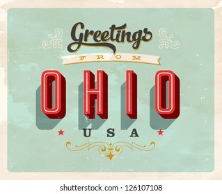 Vintage Touristic Greeting Card - Vector EPS10. Grunge effects can be easily removed for a brand new, clean sign.