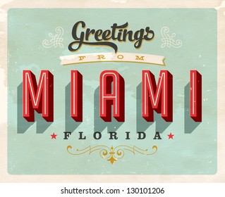 Vintage Touristic Greeting Card - Vector EPS10. Grunge effects can be easily removed for a brand new, clean sign.