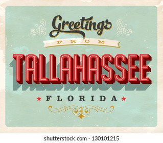 Vintage Touristic Greeting Card - Vector EPS10. Grunge effects can be easily removed for a brand new, clean sign.