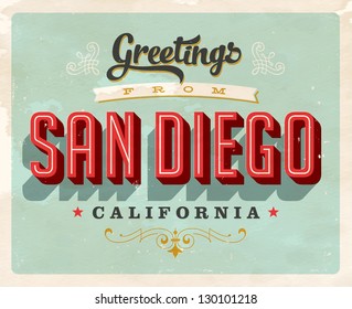 Vintage Touristic Greeting Card - Vector EPS10. Grunge effects can be easily removed for a brand new, clean sign.