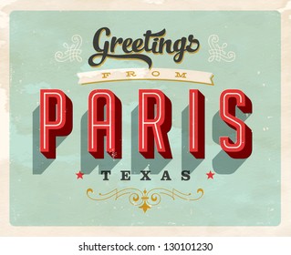 Vintage Touristic Greeting Card - Vector EPS10. Grunge effects can be easily removed for a brand new, clean sign.