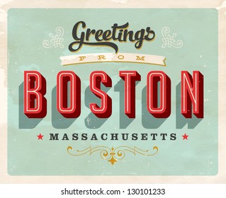 Vintage Touristic Greeting Card - Vector EPS10. Grunge effects can be easily removed for a brand new, clean sign.