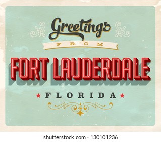 Vintage Touristic Greeting Card - Vector EPS10. Grunge effects can be easily removed for a brand new, clean sign.