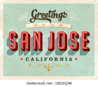 Vintage Touristic Greeting Card - Vector EPS10. Grunge effects can be easily removed for a brand new, clean sign.