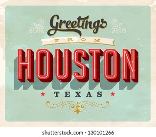 Vintage Touristic Greeting Card - Vector EPS10. Grunge effects can be easily removed for a brand new, clean sign.