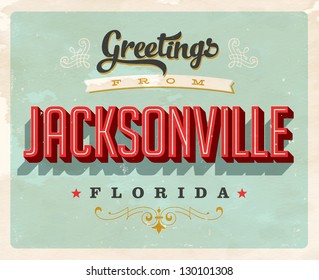 Vintage Touristic Greeting Card - Vector EPS10. Grunge effects can be easily removed for a brand new, clean sign.