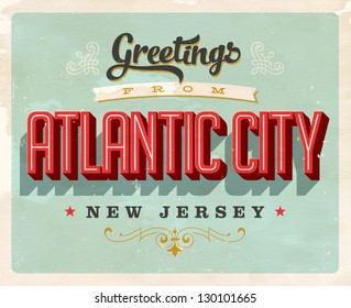 Vintage Touristic Greeting Card - Vector EPS10. Grunge effects can be easily removed for a brand new, clean sign.