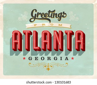 Vintage Touristic Greeting Card - Vector EPS10. Grunge effects can be easily removed for a brand new, clean sign.