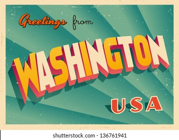 Vintage Touristic Greeting Card - Vector EPS10. Grunge effects can be easily removed for a brand new, clean sign.