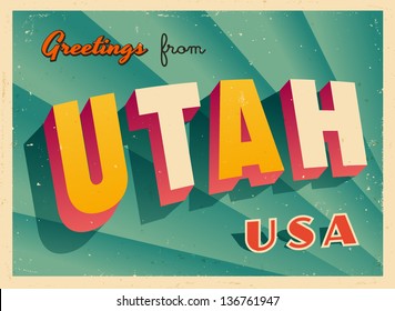 Vintage Touristic Greeting Card - Vector EPS10. Grunge effects can be easily removed for a brand new, clean sign.