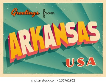 Vintage Touristic Greeting Card - Vector EPS10. Grunge effects can be easily removed for a brand new, clean sign.