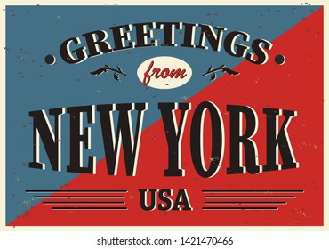 Vintage Touristic Greeting Card - Vector EPS10. Grunge effects can be easily removed for a brand new, clean sign.