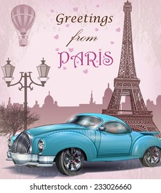 Vintage touristic greeting card.Paris.