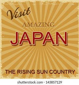 Vintage touristic poster background - Visit amazing Japan, vector illustration