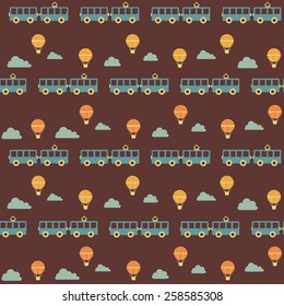 Vintage town blue tram pattern